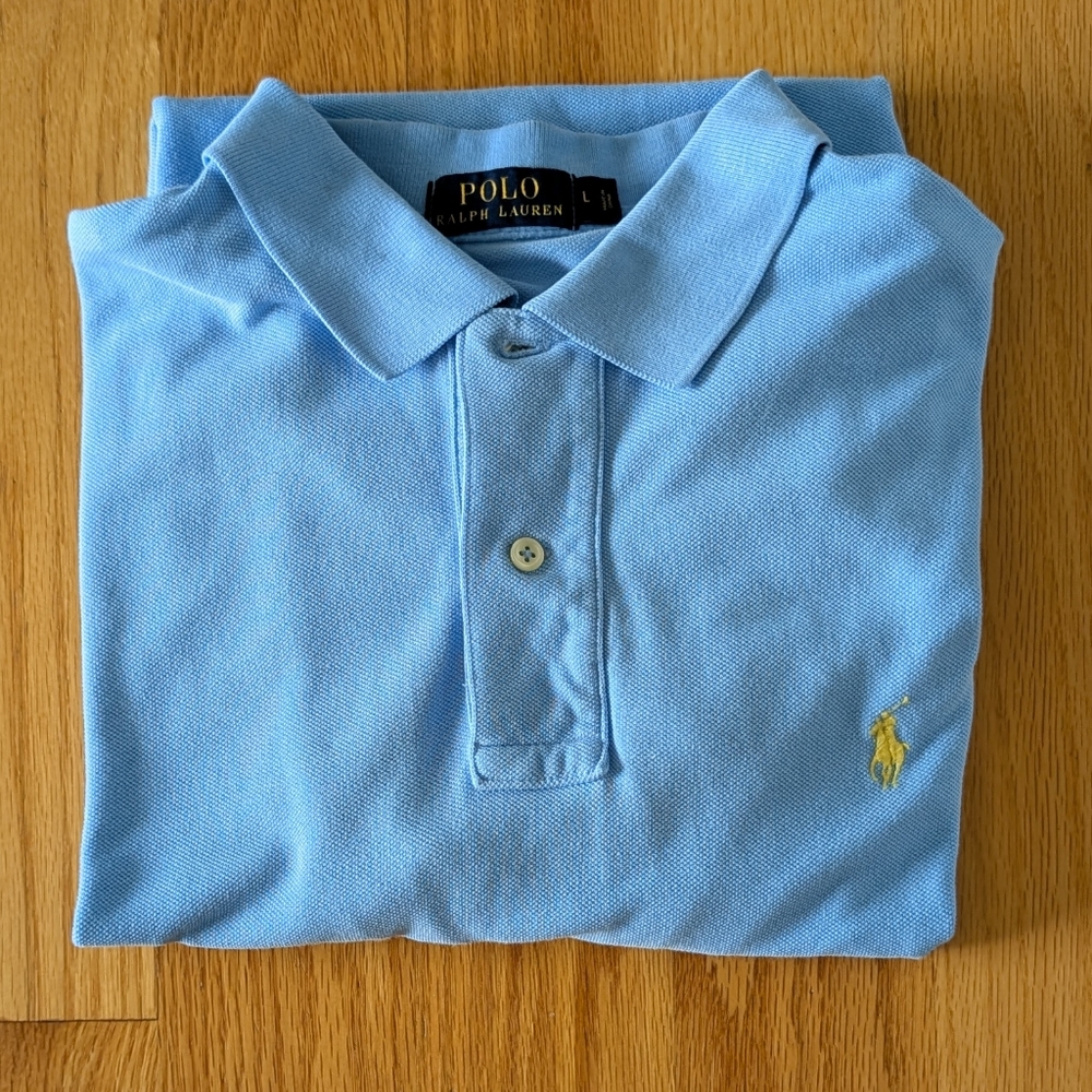 POLO Ralph Lauren Polo Size L Light Blue Yellow Logo